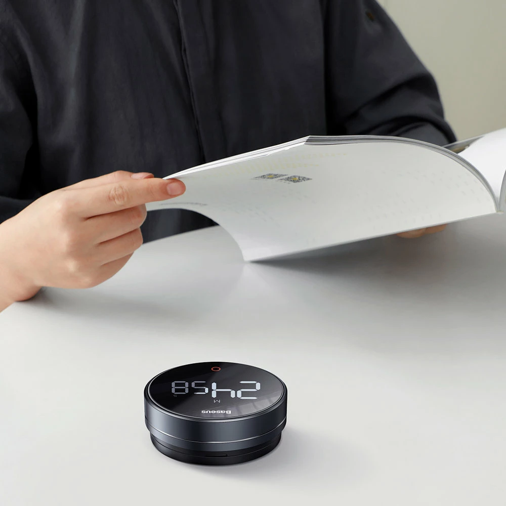 Elektronski timer Baseus Heyo Pro, FMDS000013, LED, magnet, siv