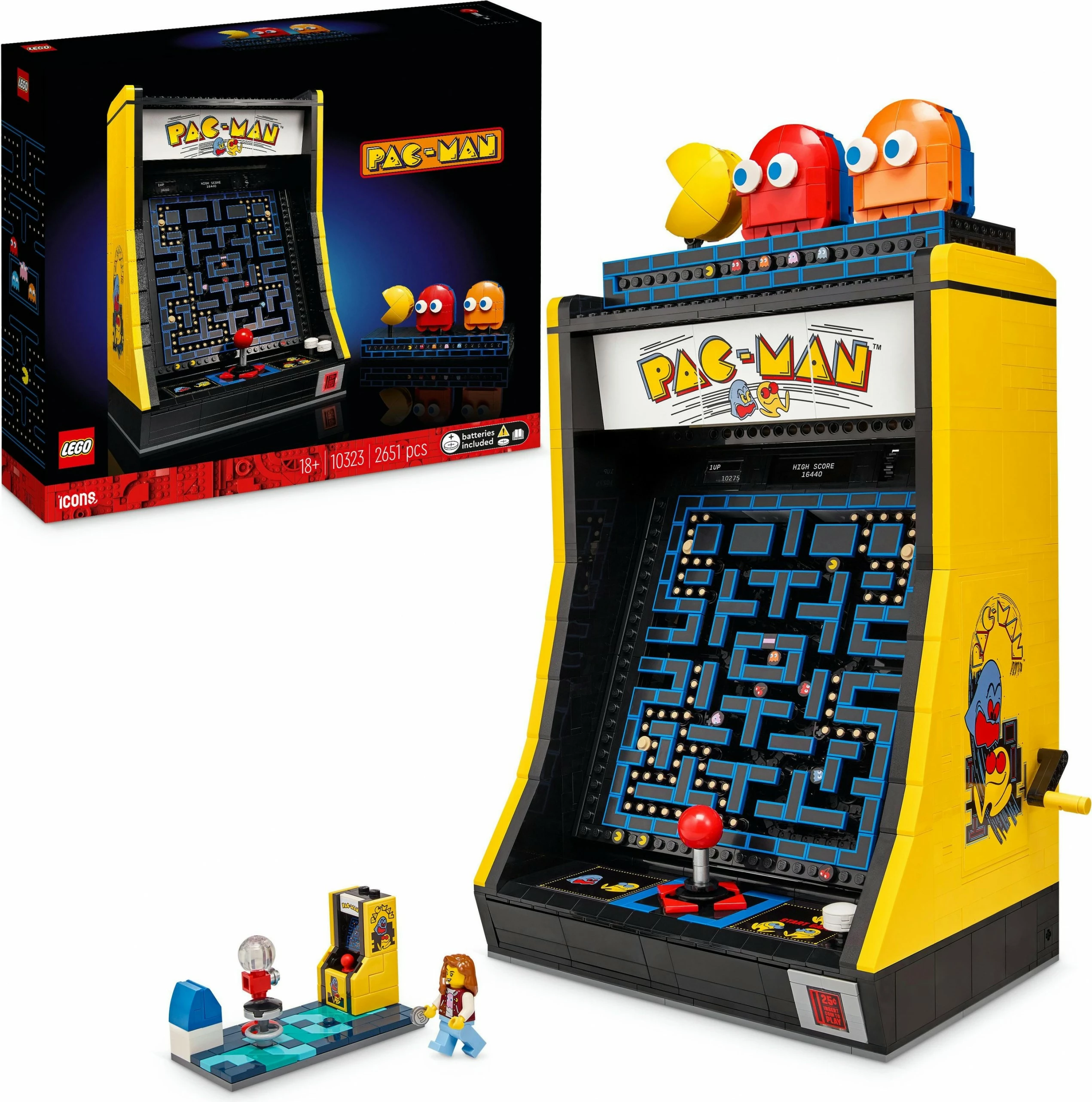 Rekonstrukcija arkadne igre PAC-MAN, LEGO Icons PAC-MAN Arcade 10323, 2651 kosov, večbarven