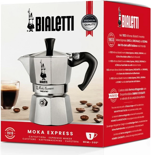 Kavni aparat Moka Express Bialetti, 0,06 L, alumin, črn