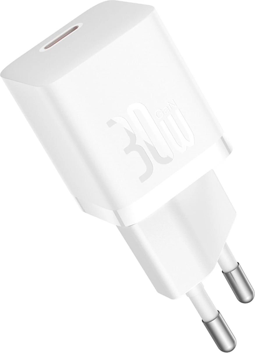 30W hitri zidni polnilec GaN5, USB-C, bel — Baseus