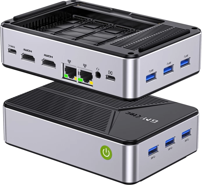 Mini PC ohišje GMKtec G9, Intel N150, 12GB RAM, 64GB + 512GB SSD, Windows 11 Pro, črno/srebrna