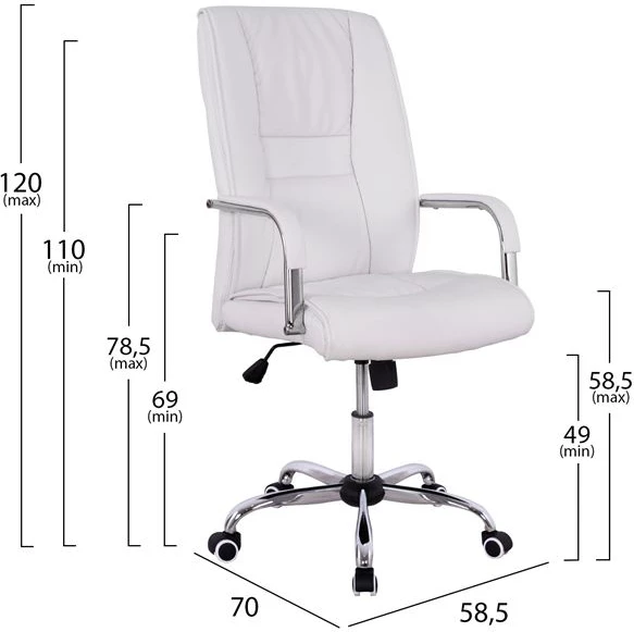 Direktorski pisarniški stol FH1106.02 Bela barva 58,5x70x120 cm