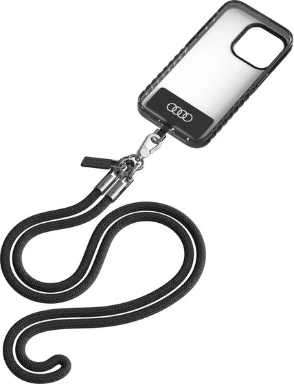 Vzvratni trak za okoli vratu za mobilni telefon, Audi, 120 cm x 6 mm, črn