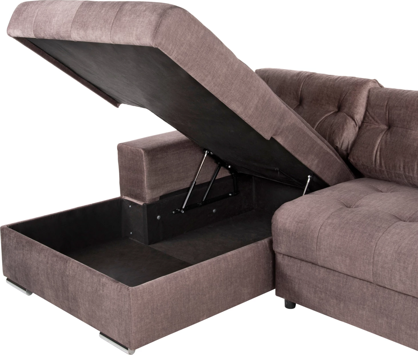 Kotna (leva) raztegljiva sedežna garnitura z ležiščem in shranjevalnim prostorom Clancy FH3281.03L rjava tkanina 308x181x92H cm