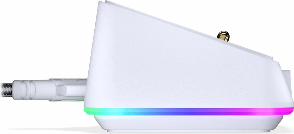 Stojalo za miško Endorfy Mouse Dock Onyx White, RGB, USB-C, belo