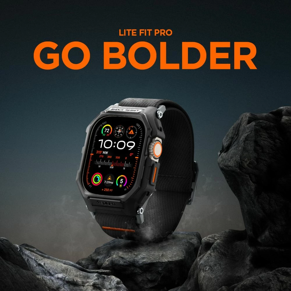 Ovitek z nastavljivim paščkom za Apple Watch Ultra 1/2 (49 mm) Spigen Lite Fit Pro, mat črn