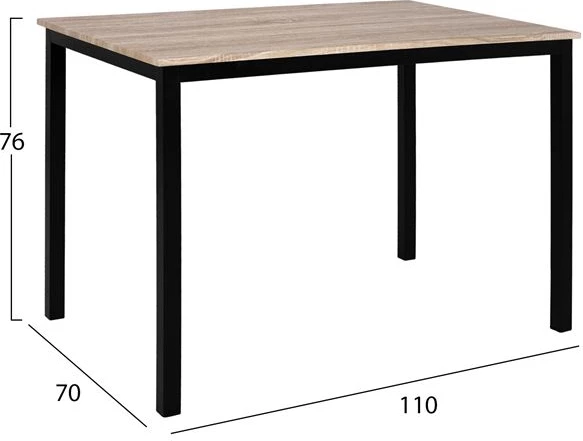 Set jedilna miza 5 kosov FH10339 s sonama namizjem in črnimi nogami 110x70x76cm