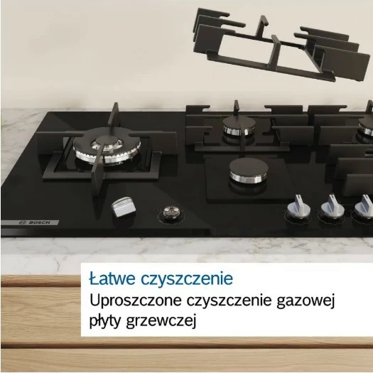 Kuhalna plošča na plin, 4 cone, nerjaveče jeklo Bosch PCH6A5I90