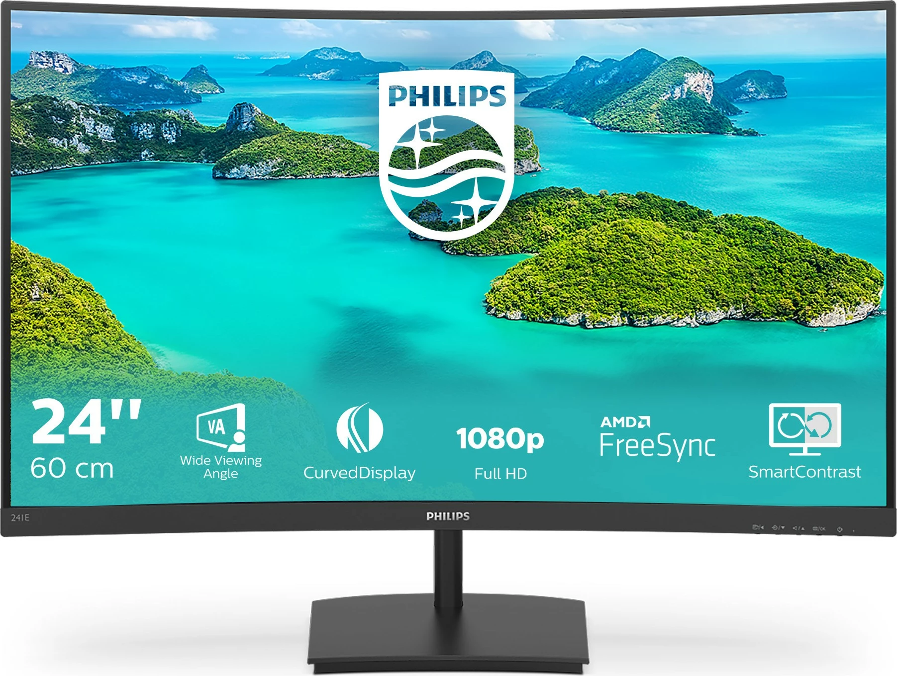 Zakrivljen 23,6" monitor Full HD Philips 241E1SCA/00, črn