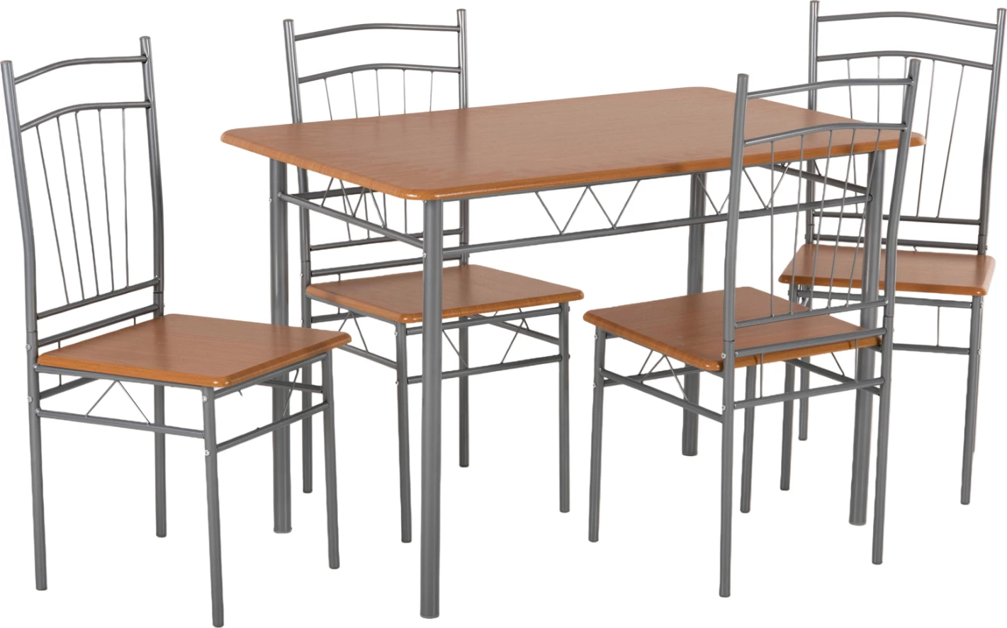 Jedilni set 5 kosov PEARY FH9416.12 srebrna kovina-MDF v barvi sonama 110x60x74Hcm