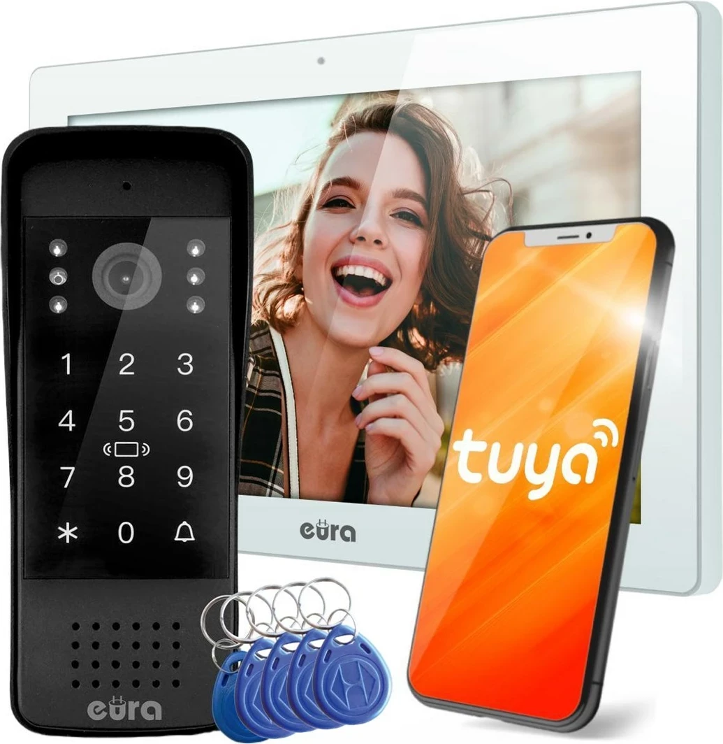 Video interkom, Eura VDP-86A3, 10" monitor, bel, Tuya