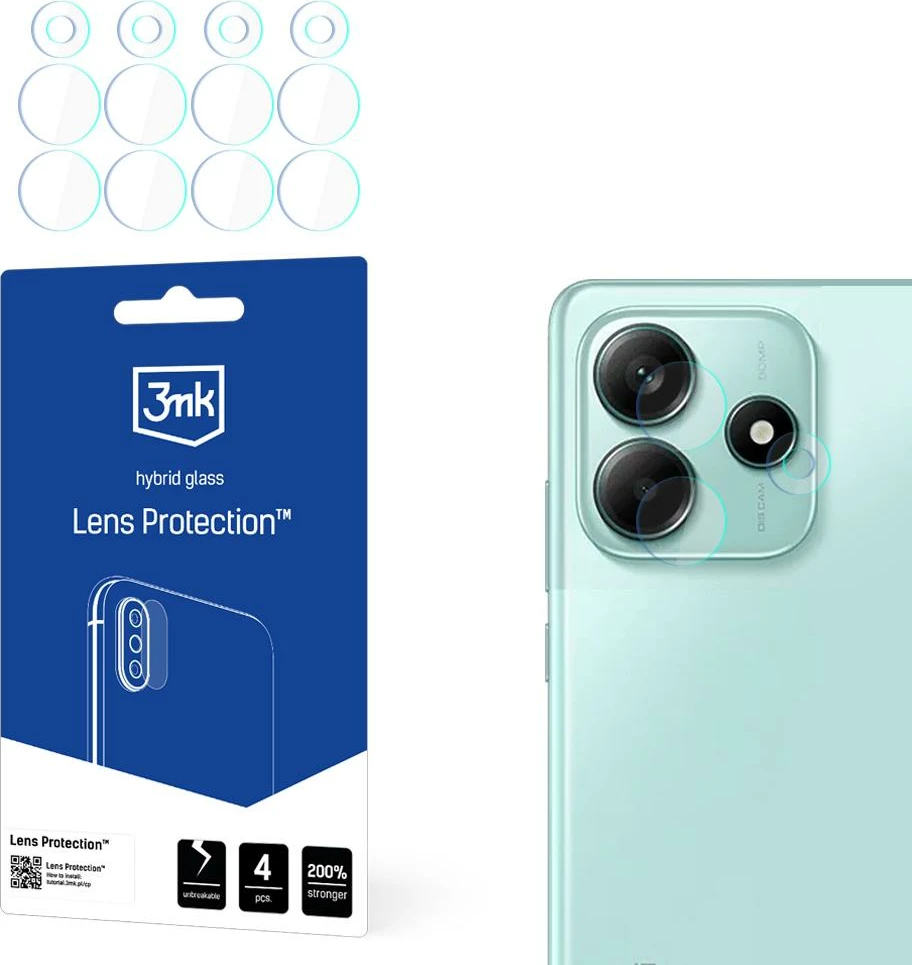 Hibridno zaščitno steklo za kamero 3mk Protection, Xiaomi Redmi Note 14 5G, komplet 4 kosov