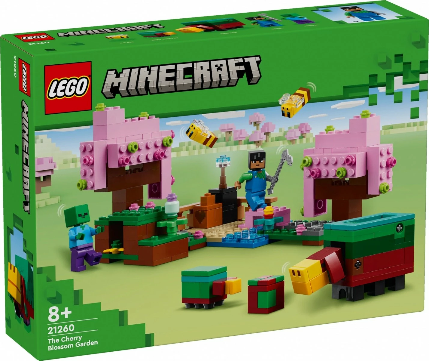 Kreativni set Cherry Blossom Garden LEGO Minecraft 21260, 304 kosi, plastika, za otroke 8+