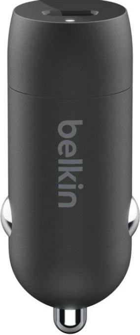 Kompakten avtomobilski polnilec Belkin BoostCharge 30W PD PPS z 1 m USB-C kablom, črn