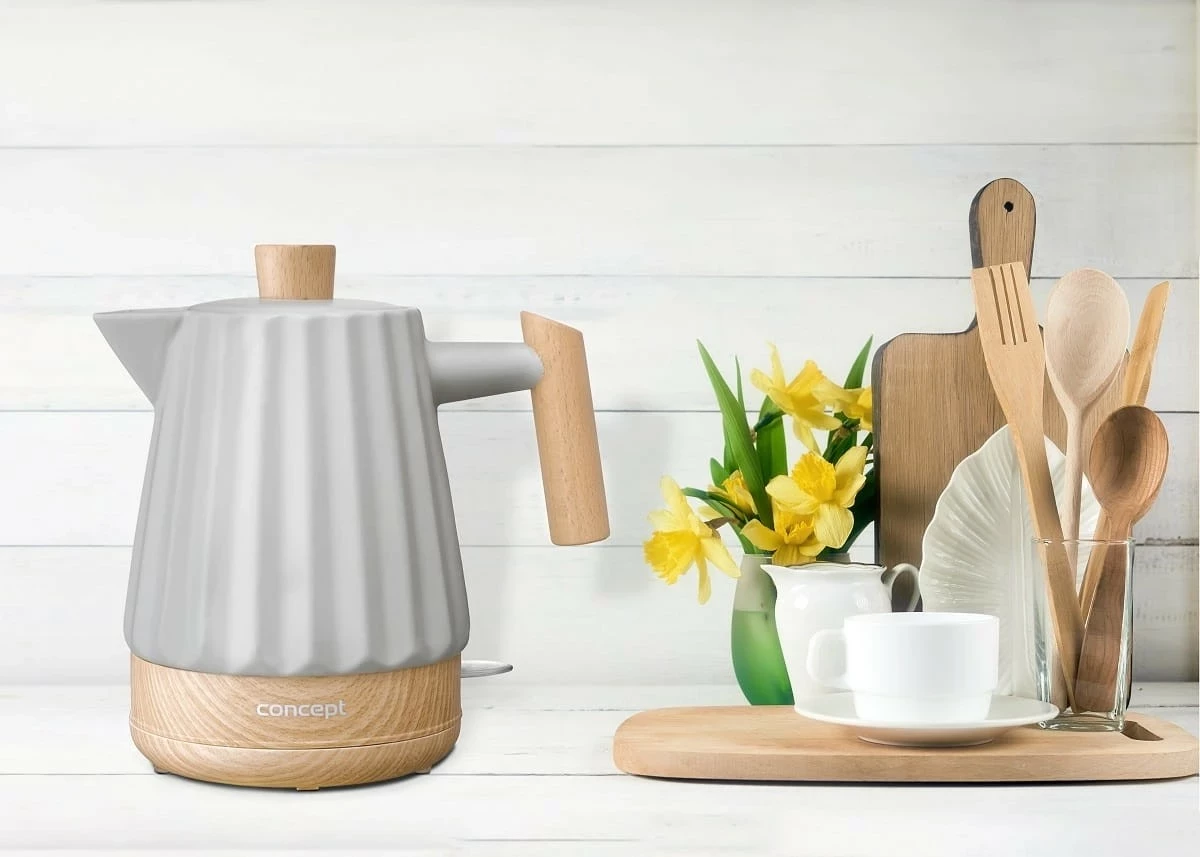 Električni čajnik 1,5 L keramičen, svetlo siv, Concept RK009