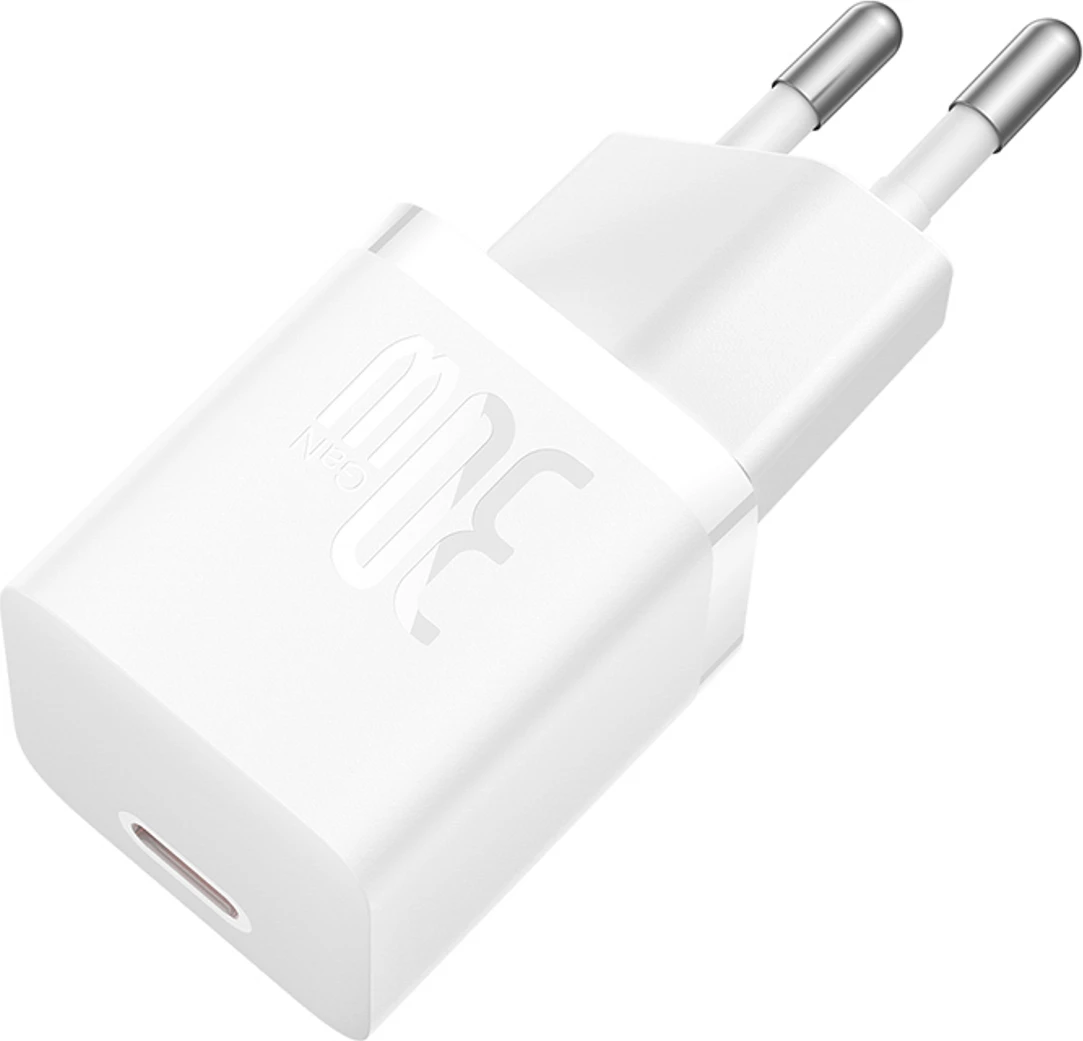 30W hitri zidni polnilec GaN5, USB-C, bel — Baseus