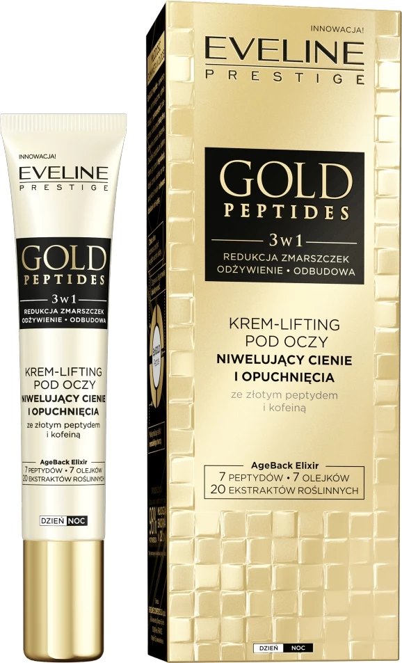 Dvigovalna krema za predel okoli oči Eveline Cosmetics Gold Peptides, 20 ml