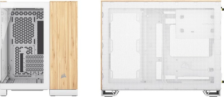 Računalniško ohišje Corsair 2500X mATX, kaljeno steklo, belo/bambus