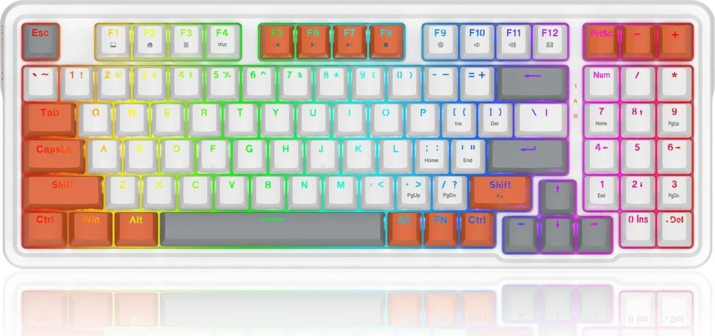 Mehanska tipkovnica RGB, belo-oranžna Redragon K664WOG-RGB Gloria