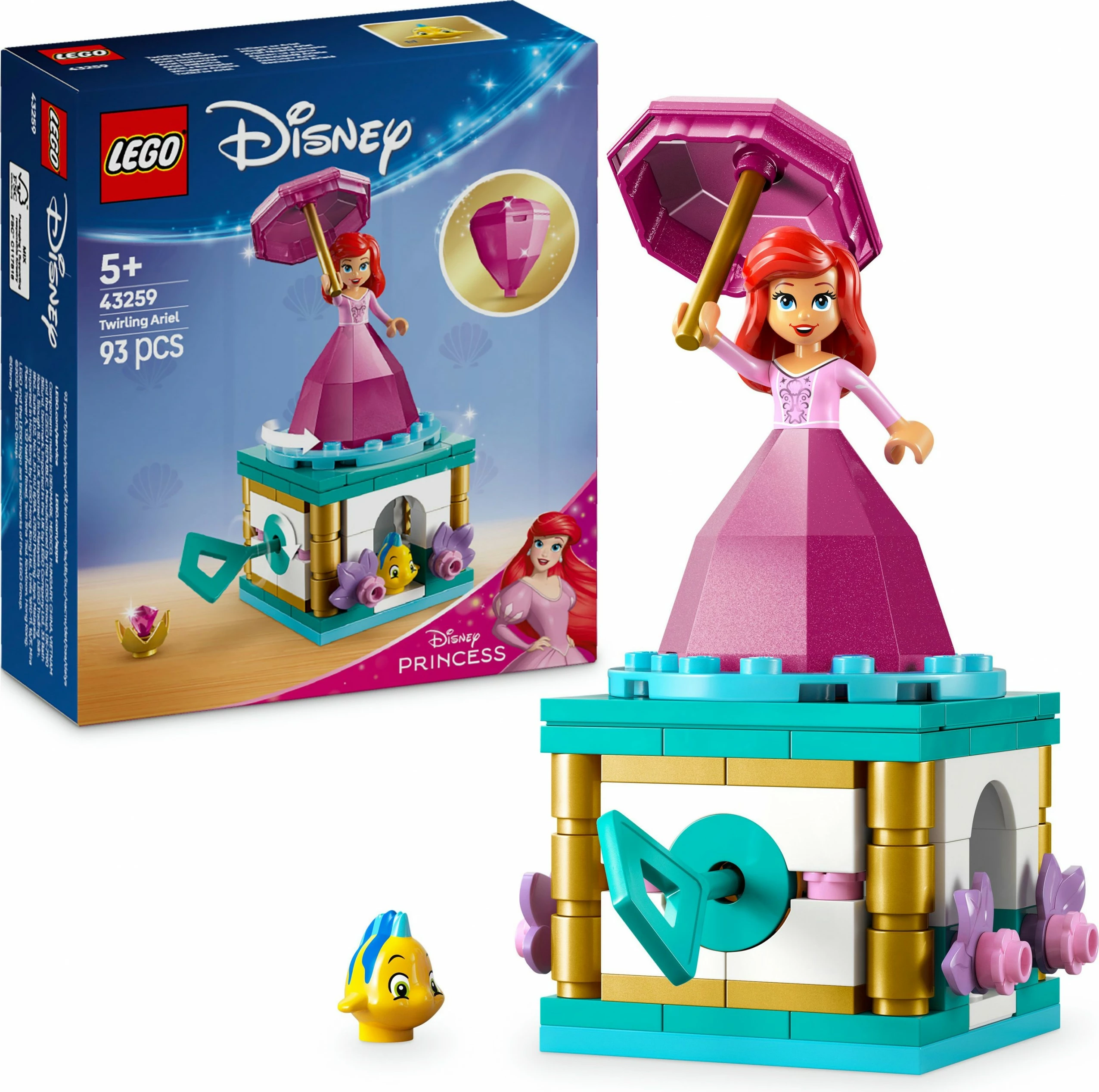 Set za gradnjo Disney Princess Ariel, LEGO 43259, 93 kosov, večbarven