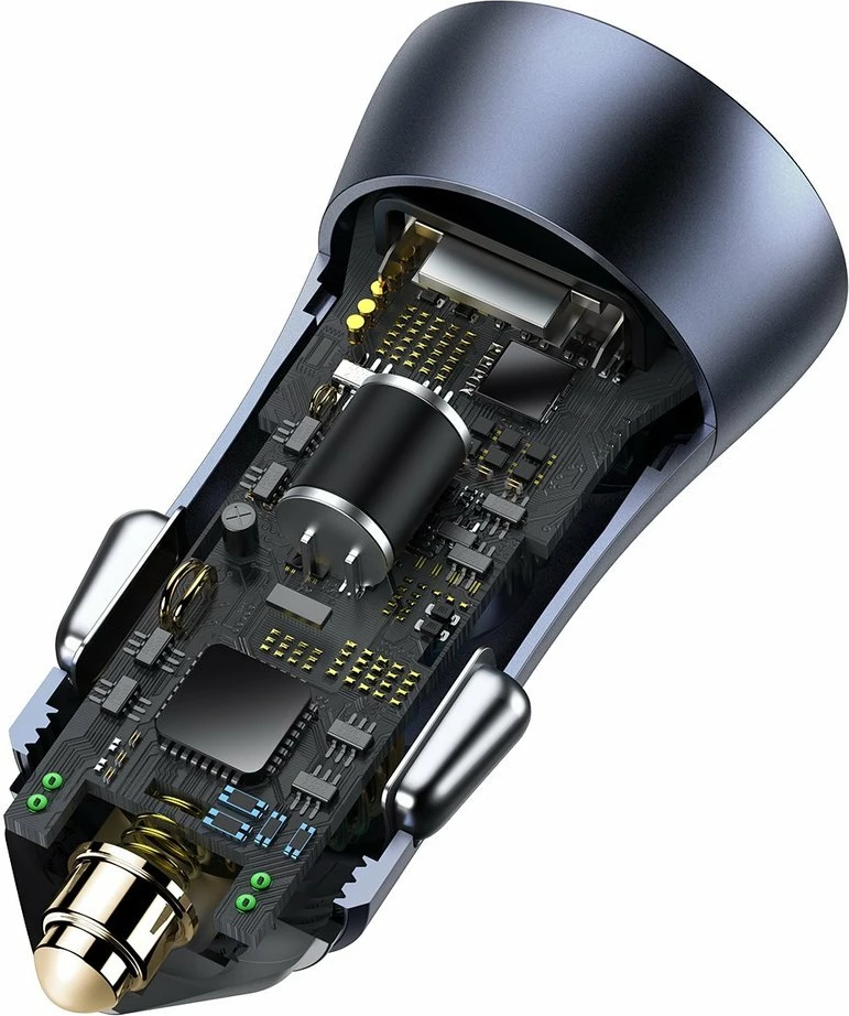 Avtopolnilec, 40 W, 2 vrata USB/USB-C, z USB-C na Lightning kablom, siv — Baseus Golden Contactor Pro