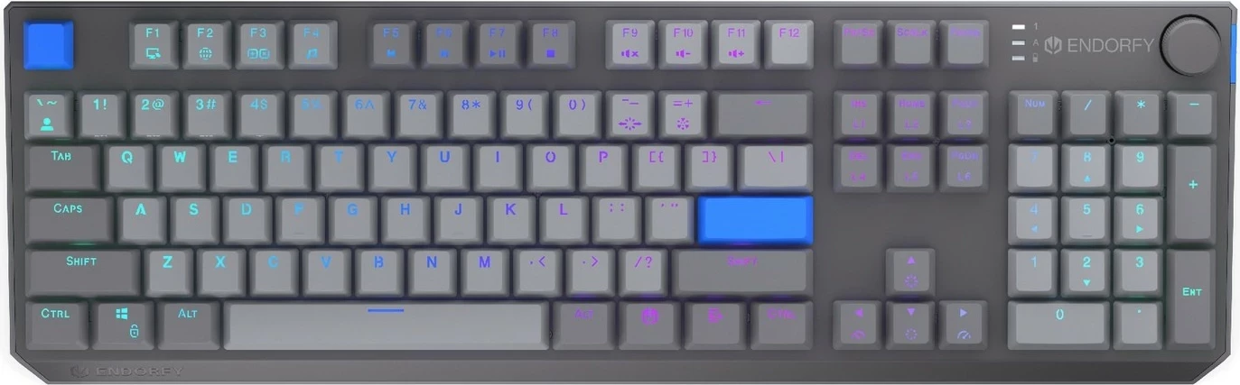 Mehanska brezžična tipkovnica, RGB, polna velikost (104 tipke), hot-swap, siva Endorfy Thock V2