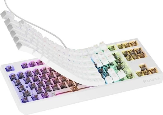 Mehanična tipkovnica Thor 230, TKL, RGB Outemu Brown, Genesis, bela