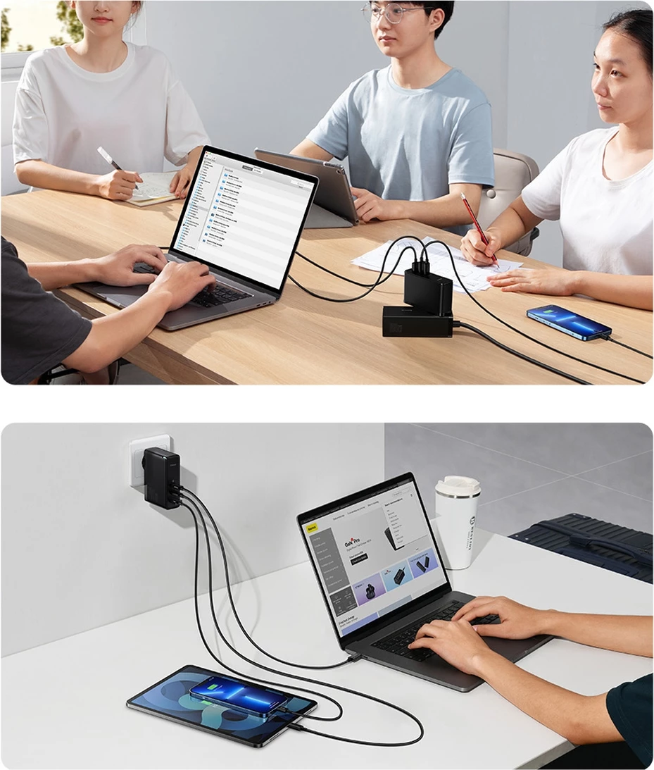 Hiter polnilec Baseus GaN5 Pro, 140 W, 2x USB-C + USB-A, EU, črn