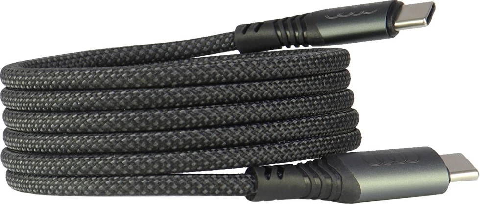 Kabel USB-C/USB-C, 1,2 m, 60 W, LCD zaslon, črn, Audi 2.0