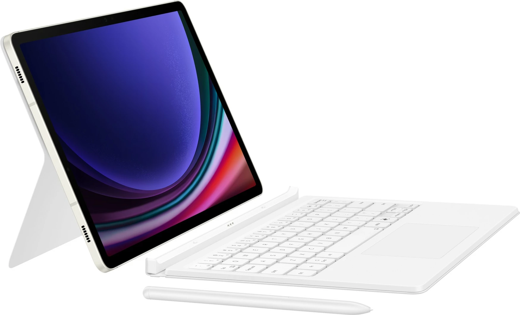 Tastaturna zaščita s tipkovnico in touchpadom za Galaxy Tab S9, Galaxy Tab S9 FE Samsung EF-DX725, bela