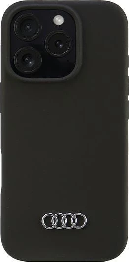 Silikonski ovitek Audi za iPhone 16 Pro 6,3", črn, trdo ohišje