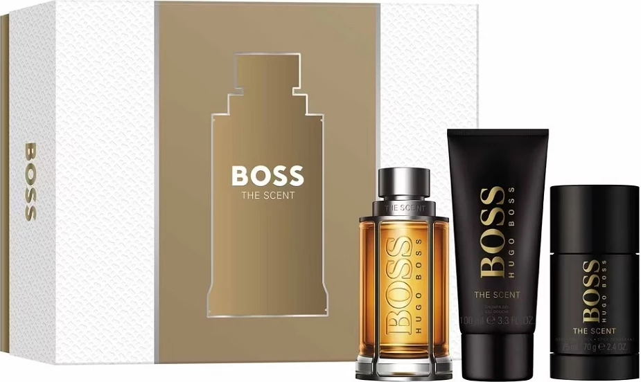 Set dišave Hugo Boss The Scent, Eau de Toilette 100 ml + gel za tuš 100 ml + deodorant stick 75 ml