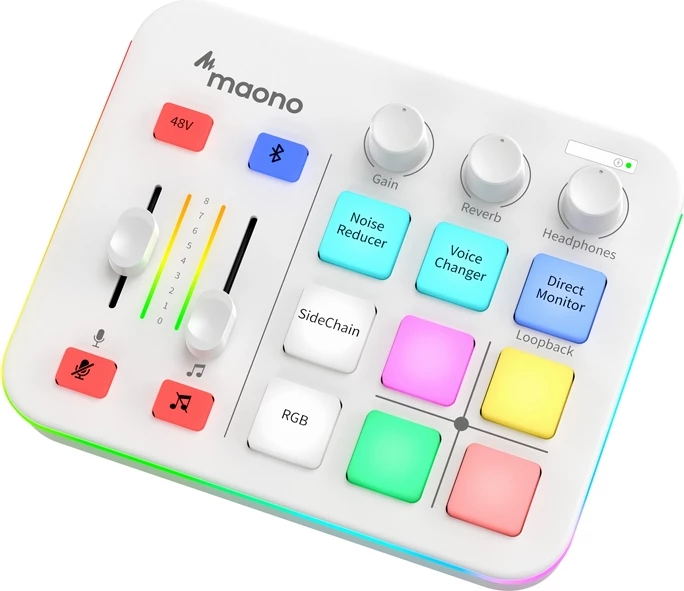 Zunanja zvočna kartica Maono G1 Neo, bela, z RGB osvetlitvijo