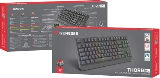 Mehanska tipkovnica Thor 230 TKL, Genesis, RGB, Outemu Red, črna