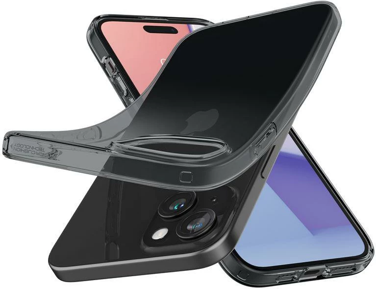 Prozoren ovitek Spigen Crystal Flex za iPhone 15 Plus, sivo-prozoren