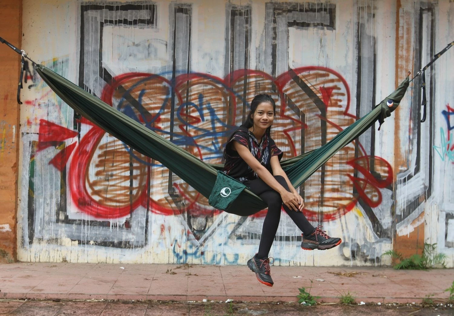 Zavese za sprostitev iz najlona, Hamak Ticket To The Moon TMO0524, za 1 osebo, 200x200 cm, zelen