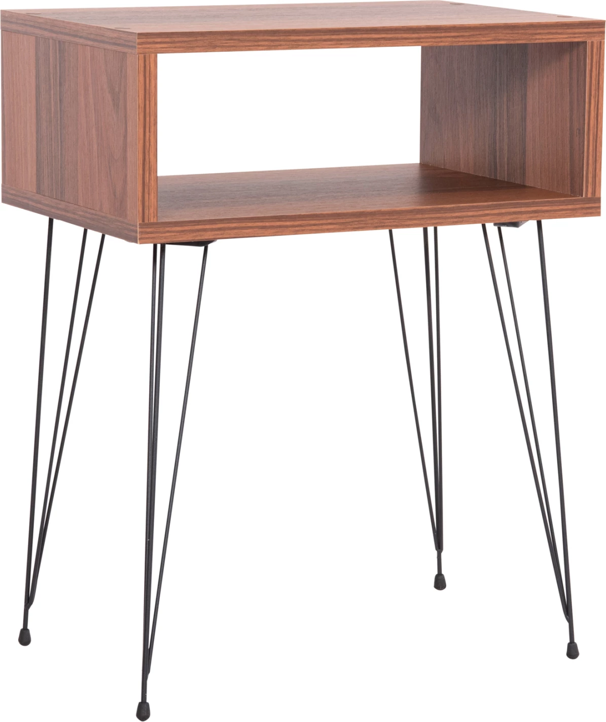 Nočna omarica TODD FH18184.05 melamin v barvi oreha - kovinske noge v črni barvi 45.5x29.5x58.5H cm