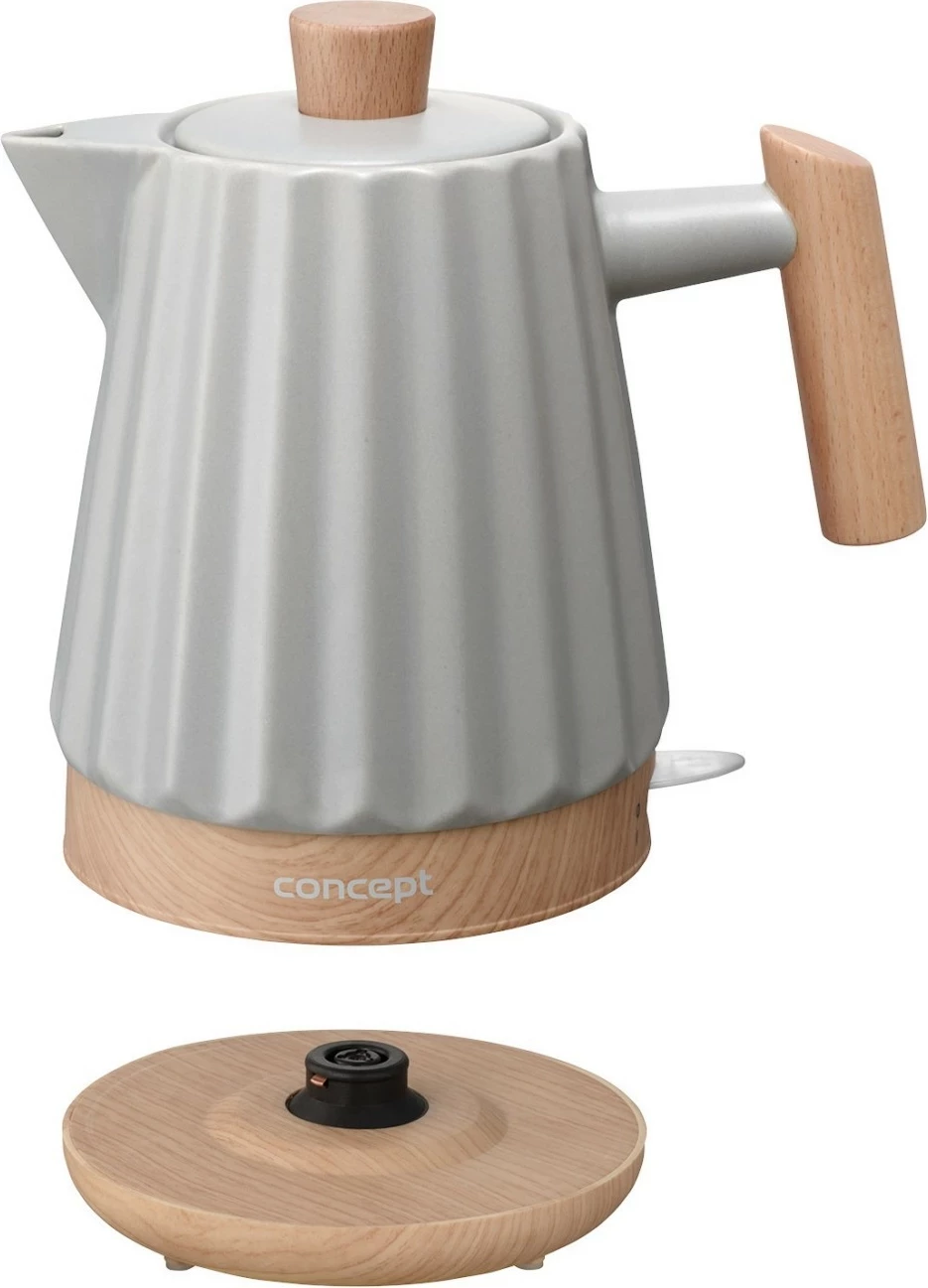 Električni čajnik 1,5 L keramičen, svetlo siv, Concept RK009