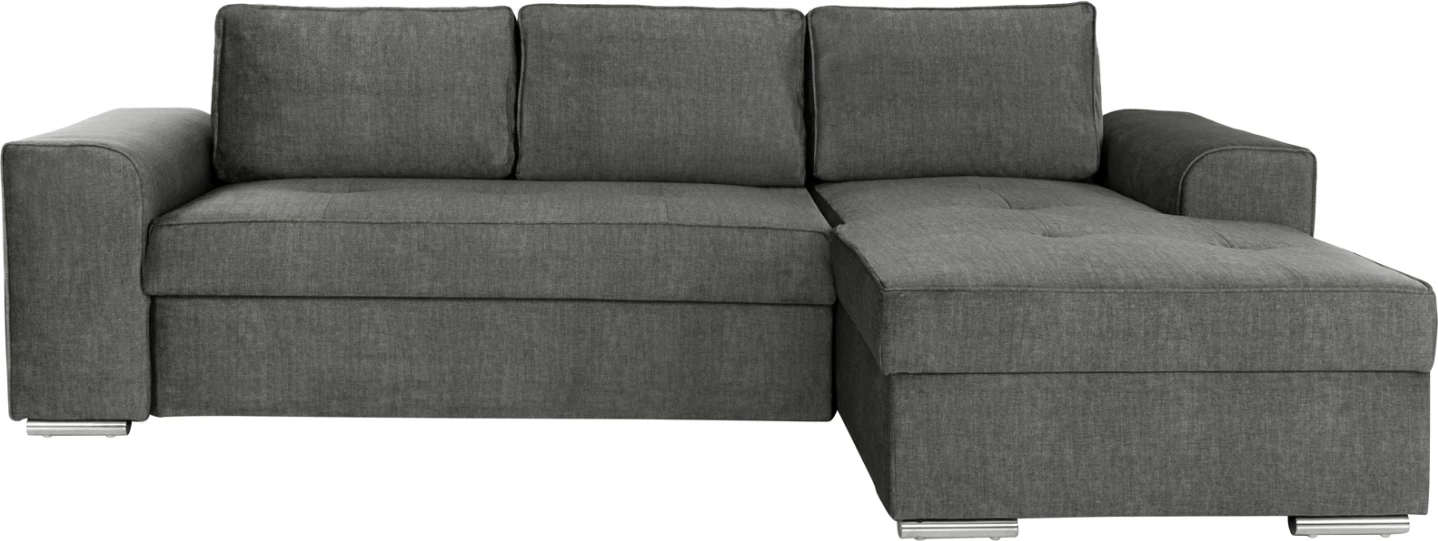 Desni kotni kavč NACHO FH3279.02R iz antracitne tkanine-srebrne kovinske noge 270x163x88Hcm