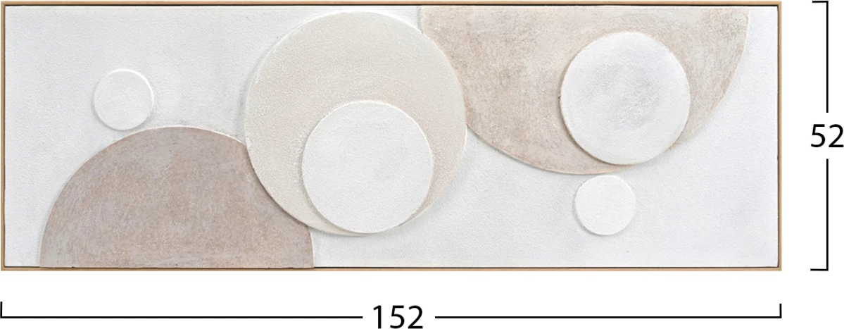 Stenska slika 3D FH4573 z bež PS okvirjem-ročno izdelane okrogle oblike 152x5x52Hcm