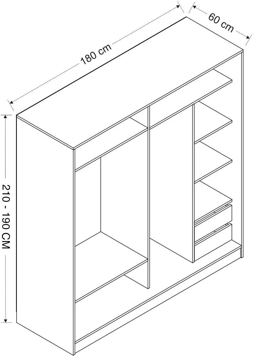 Omara, bela in hrast, 180x190x52 cm - Hanah Home Kale