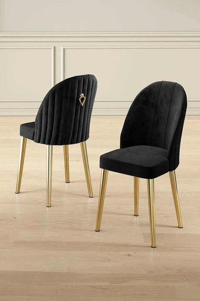 Set luksuznih stolov (6 kosov) Hanah Home Mara, črno-zlati