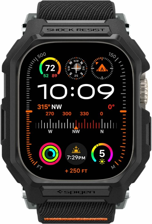 Ovitek z nastavljivim paščkom za Apple Watch Ultra 1/2 (49 mm) Spigen Lite Fit Pro, mat črn