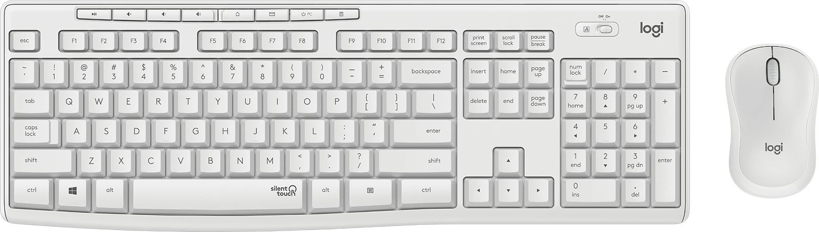 Tastatura in miška Logitech MK295 Silent Wireless Combo, AZERTY, brezžični, bela