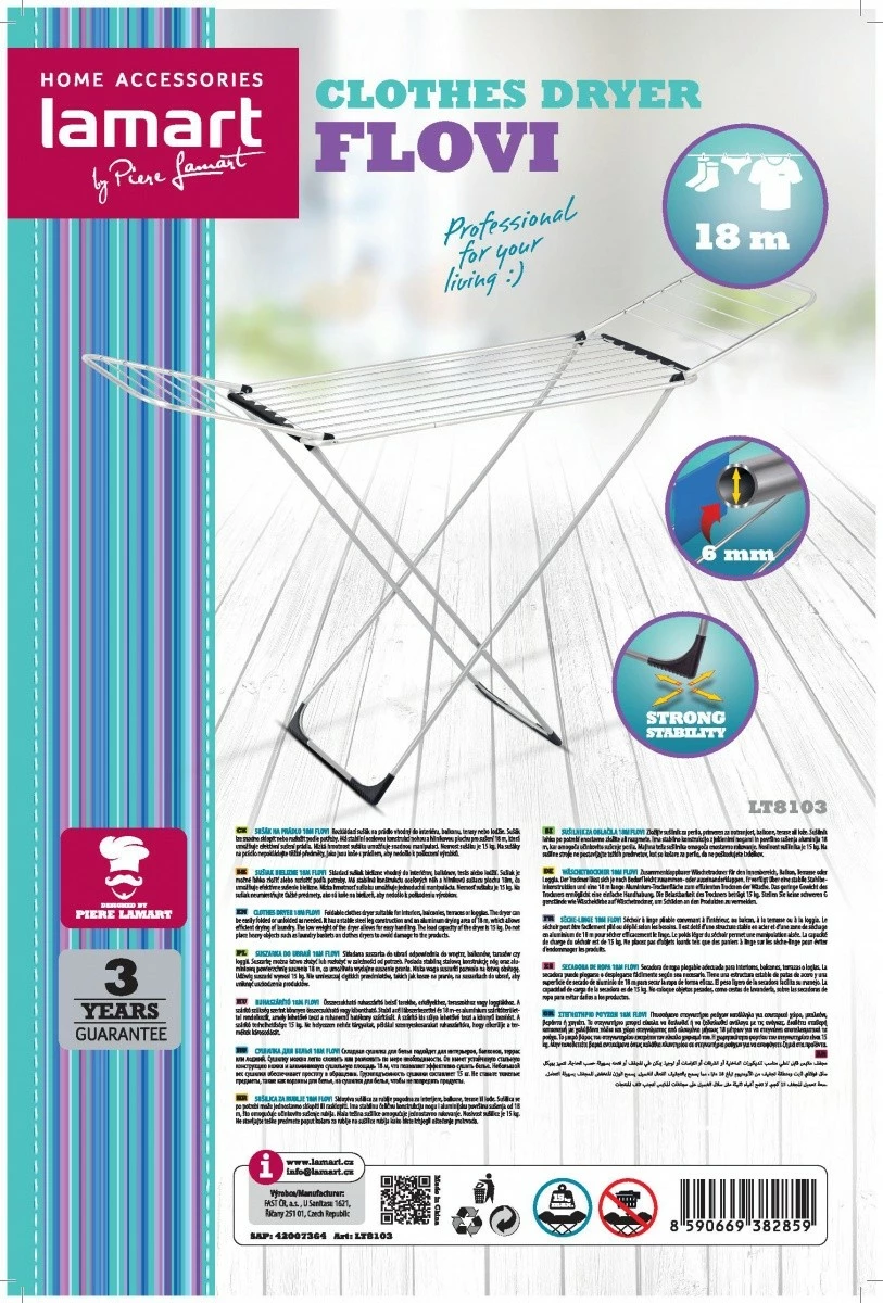 Sušilnik perila Lamart LT8103 FLOVI, 18 m, srebrn
