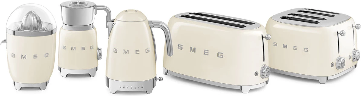 Retro toster, Smeg TSF02CREU, 2x4, bež