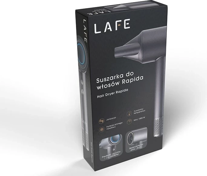 Sušilnik las Lafe Rapida, BLDC motor, 1600 W, 3 stopnje temperature, ionizacija, grafit