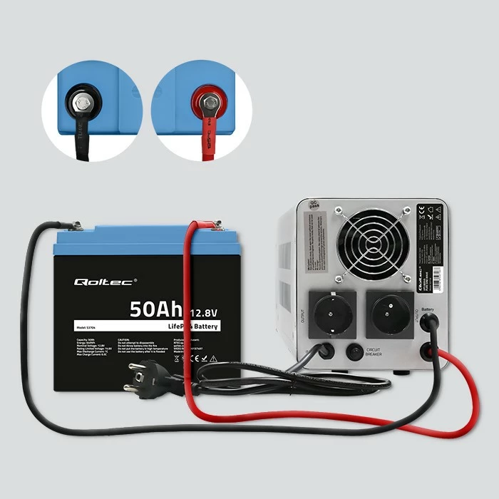 Polnilna baterija LiFePO4, Qoltec 53704, 12,8 V, 50 Ah, 640 Wh, z BMS
