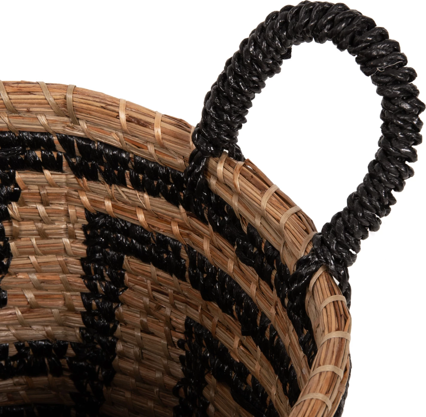2-delni komplet dekorativnih košar FH7846.02 iz mendong trave v naravno-črni barvi Φ36x32-40Hcm
