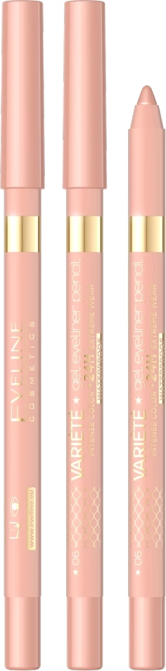 Vodoodporen gel svinčnik za oči Eveline Cosmetics VARIÉTÉ 06 Champagne, 1 kos